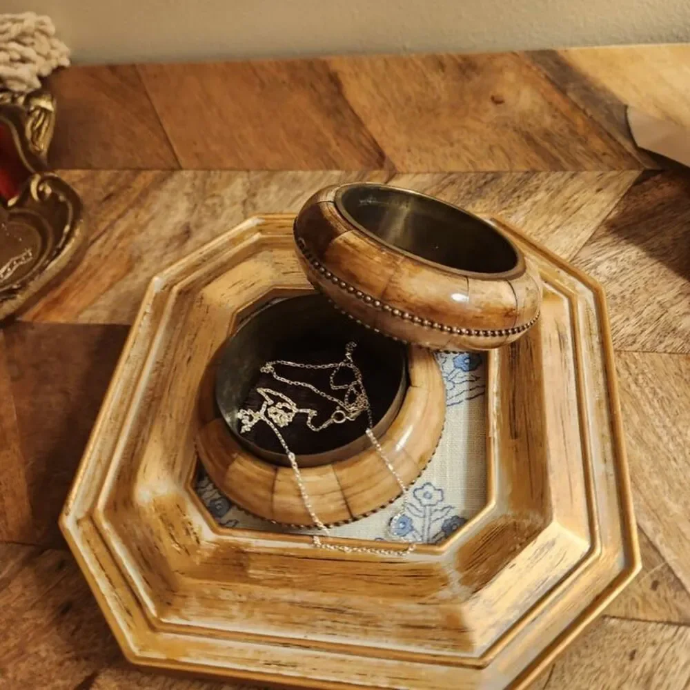 Handcrafted Wooden Trinket Box with Beaded Accent